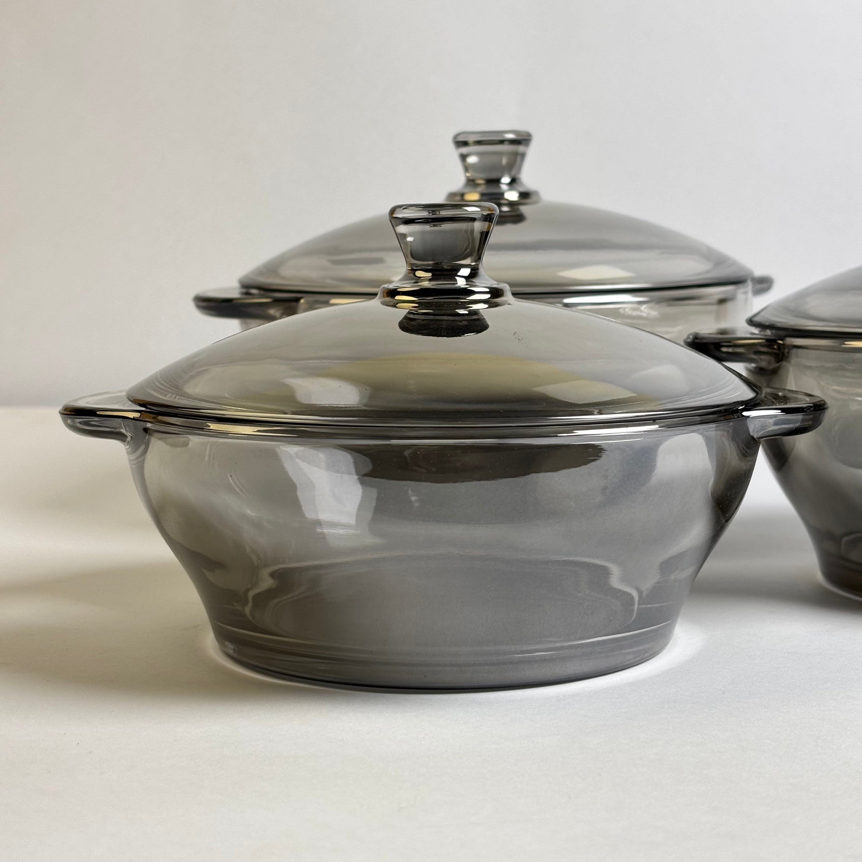 3 Pcs GREYISH Glass Bowl Set With Lid  |Eb100/L3HS