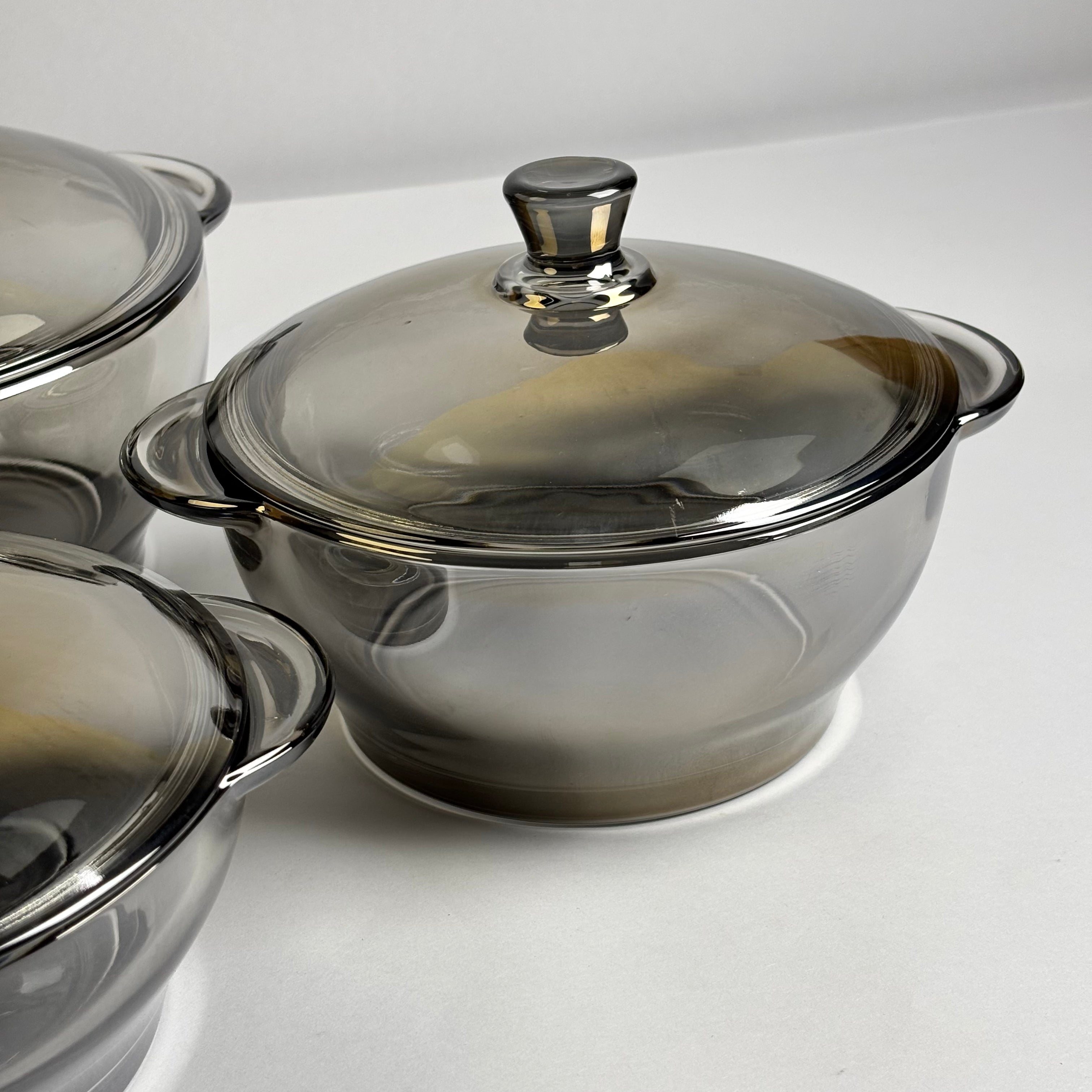 3 Pcs GREYISH Glass Bowl Set With Lid  |Eb100/L3HS