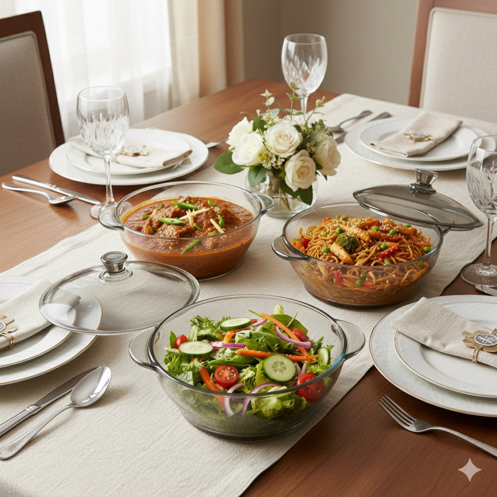 3 Pcs GREYISH Glass Bowl Set With Lid  |Eb100/L3HS